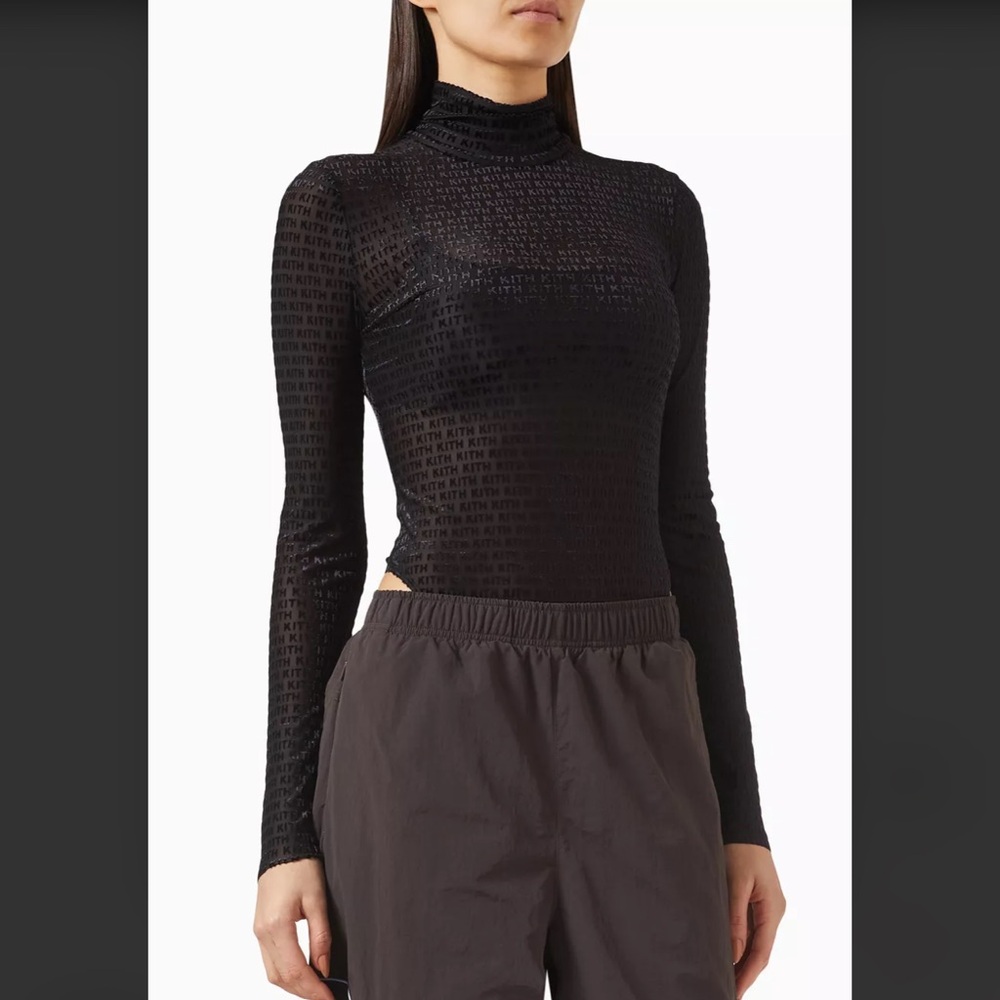 Kith Mesh Velvet Black Fitted Ribbed Bodysuit